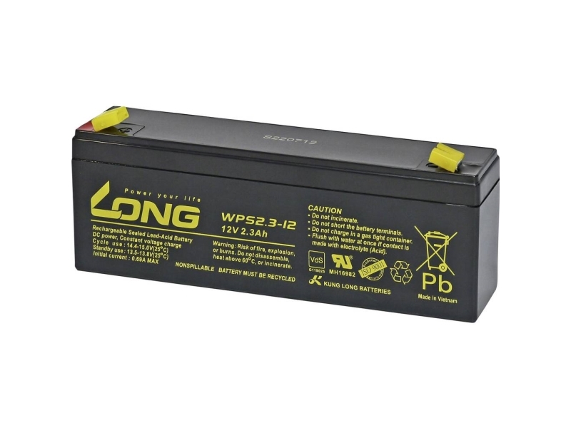 Blybatteri Kunglong Wps2.3-12-M/F1 Blyfleece 2,3 Ah 12 V 1 Stk