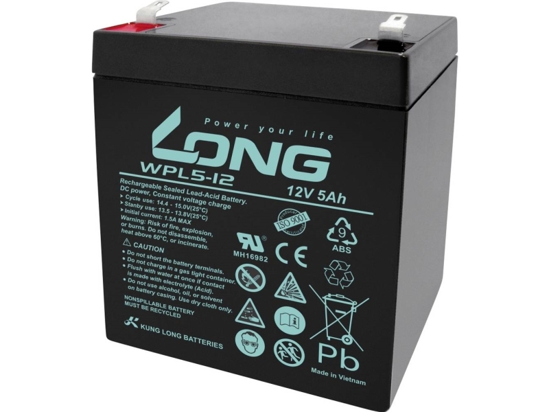 Blei-Säure-Akku Kunglong Wpl5-12-M/F2 Bleivlies 5 Ah 12 V 1 Stück