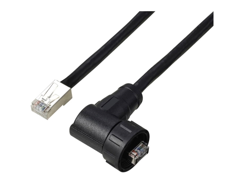 Tru Components Tc-E13t-Mr6-Mcd/Nca-0.5Pv-S Rj45, Retvinklet Ip67 (Gevind) Kabel Cat6a, 0,5 M. Tc-13543640 Pol-Tal (Rj) 8 Sort 1 Stk