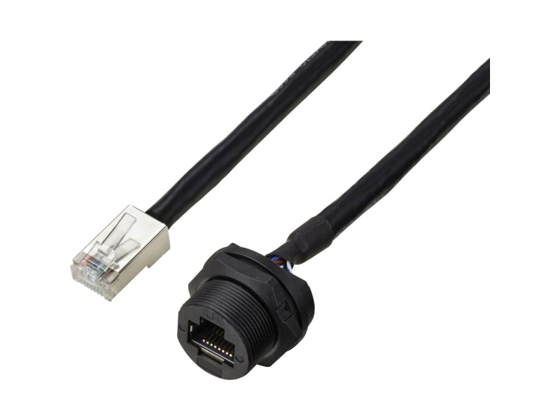 Tru Components Tc-E13t-Fr6-Pwf/Mr6-Nca-0.5Pv-Jd Rj45-Bøsning Til Montering På Bagsiden Med Tråd Ip67 (Gevind) Kabel Cat6a, 0,5 M Tc-13543648 Pol-Tal