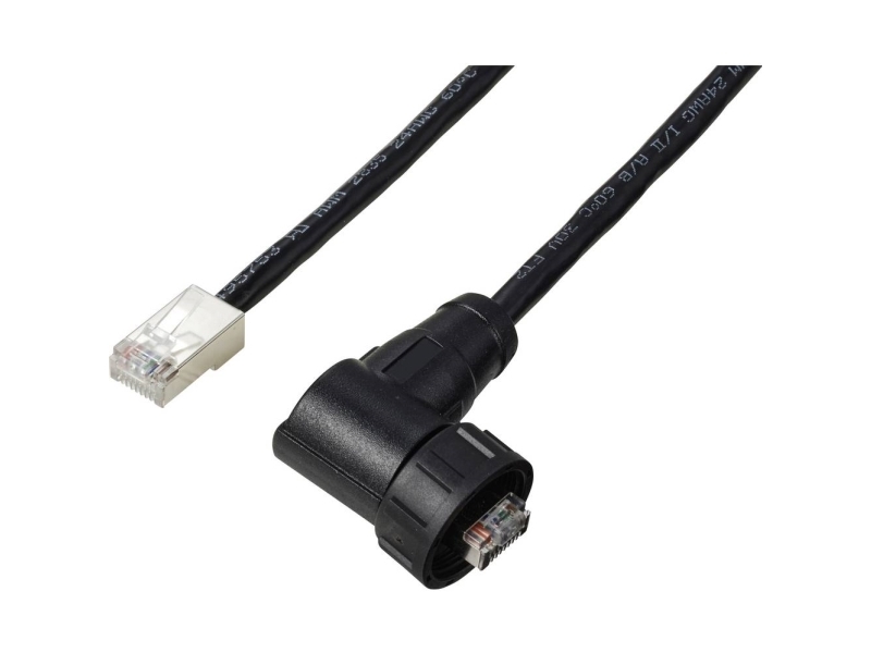 Tru Components Tc-E13t-Mr5-Mcd/Nca-0.5Pv-S Rj45 Rechtwinklig Ip67 (Geschraubt) Kabel Cat5e 0,5 M Tc-13543636 Polzahl (Rj) 8 Schwarz 1 St