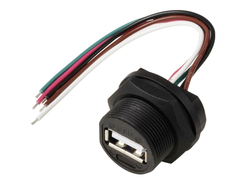 Usb 2.0-Bøsning Til Montering På Bagsiden Med Tråd Ip67 (Gevind) Kabel 0,1 M Tc-E13t-Fu2-Pwf-0.1Pv Vandtæt Plastkabel Tc-13543556 Tru Components Indh