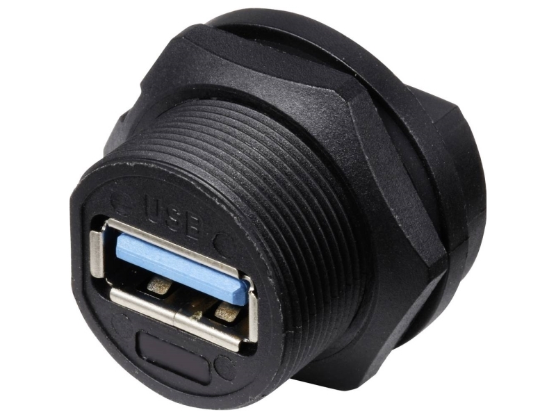 Usb 3.0-Bøsning Til Montering På Printplade Ip67 (Med Gevind) På Bagsiden Tc-E13t-Fu3-Ppf Tc-13543576 Tru Components Indhold: 1 Stk
