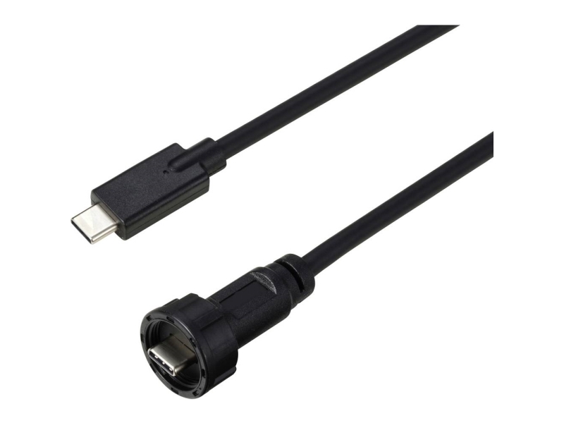 Usb-C 3.1 Stecker-Auf-Stecker Ip67 (Gewinde) Kabel 0,5 M Tc-E10t-Mt3.1-Mwa/Nwa-0.5Pv-S, Wasserdichtes Kunststoffkabel