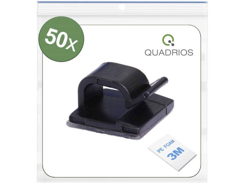 Quadrios 25Ca476 Kabelclip Selbstklebend Bündel-O-Bereich Schwarz 50 St. (25Ca476)