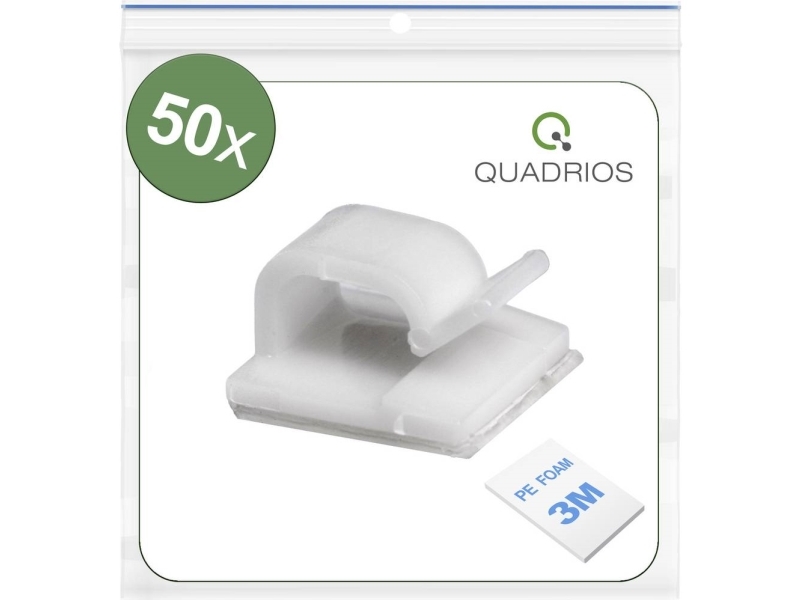 Quadrios 25CA477 kabelclips, självhäftande, bunt-Ø 1-7 mm, vit, 50 st | Rutter och fästanordningar - Skruvklämmor | GameStuff
