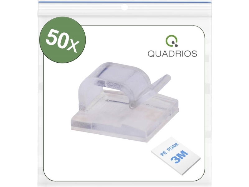 Quadrios 25CA475 kabelclips självhäftande buntområde transparent 50 (25CA475) | EL Artiklar - Vägar & tillägg - Övriga | GameStuff