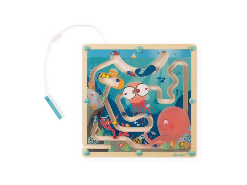 Janod Wooden Magnetic Ocean Maze, Plast, Træ