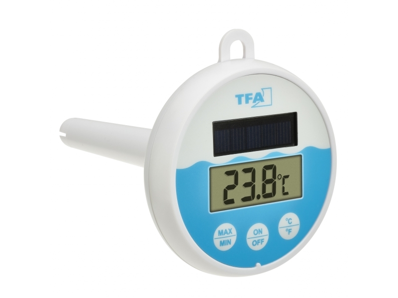 Tfa Dostmann Digitales Solar-Poolthermometer Poolthermometer Weiß, Türkis (30.1068.02)