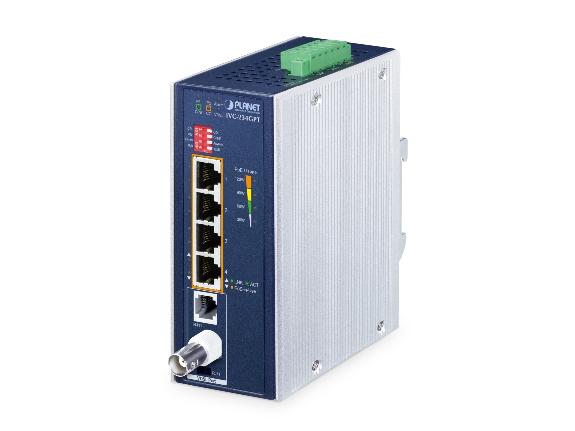 Planet Ivc-234Gpt, Network Transmitter & Receiver, Aluminium, Blue, Aluminium, -40 - 75 °C, -40 - 75 °C, 5 - 95%