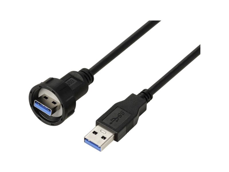 Usb 3.0-Stik På Stik, Ip67 (Gevind), Kabel 0,5 M. Tc-E13t-Mu3-Mwa/Nwa-0.5Pv-S Vandtæt Plastkabel Tc-13543560 Tru Components Indhold: 1 Stk