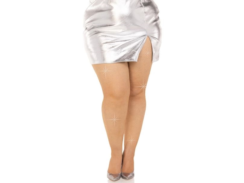 Braune Strumpfhose Mit Kristallen Xl
