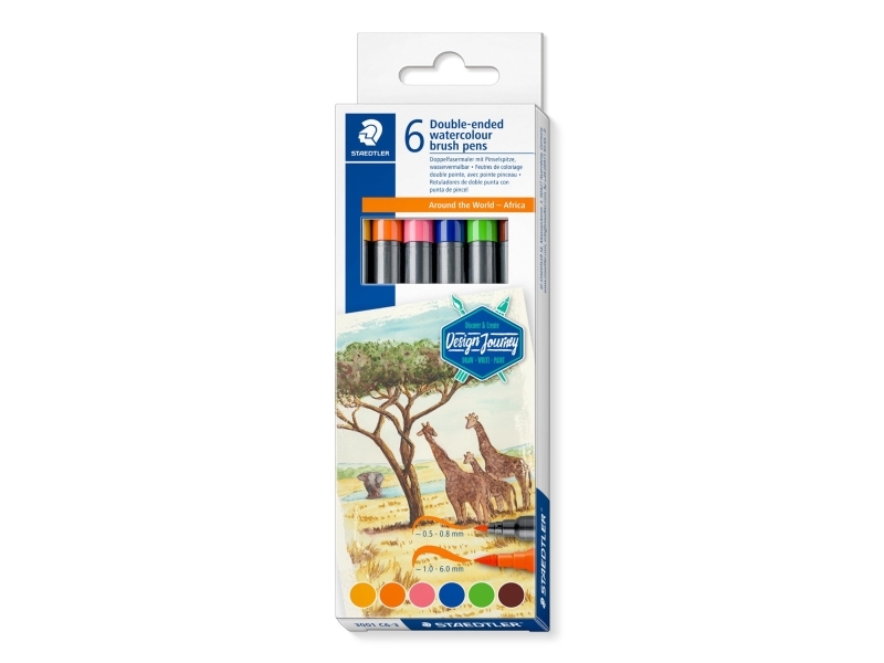 Staedtler 3001 C6-3, Fein, 6 Farben, Rundspitze & Bürstenspitze, 0,5 Mm, 6 Mm, Rund