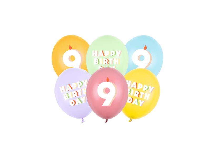 Ballonstrauß Happy Birthday, 9 Jahre