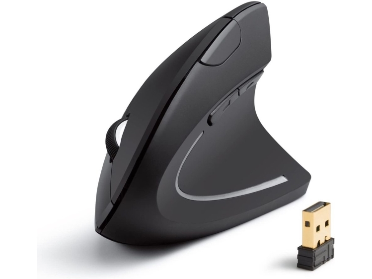 Anker A7852011, Højre Hånd, Vertikal Design, Optisk, Rf Trådløst, 1600 Dpi, Sort