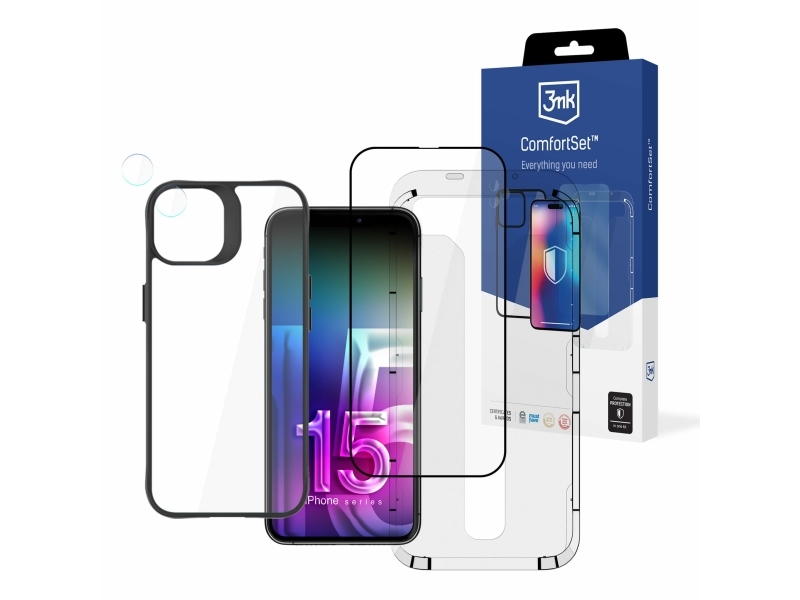 3Mk Case + Displayglas + Linse Für Iphone 15 Plus 3Mk Comfort Set 4In1 Case Gehärtet Linse