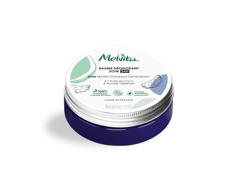 Melvita 24H Deodorant Balm Anti-Odour Action 100% Natural Vegan Formula Certified Organic All Skin Types Fragrance Free No Aluminium Salts No Alcohol