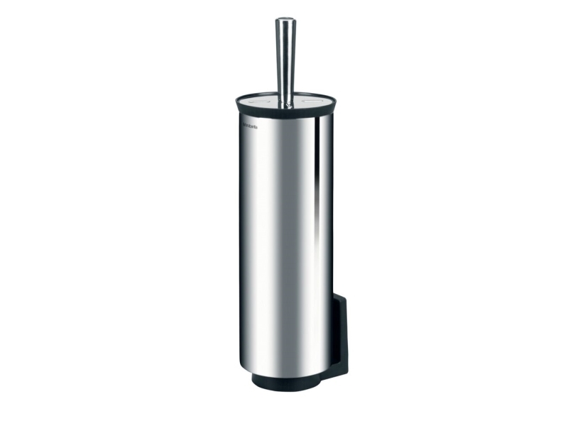 Toalettbørste, Brabantia, 12,5x11,5x43cm, Ø11,5cm, stål, plast/rustfritt stål, klargjort for veggmontering inkl. materialer