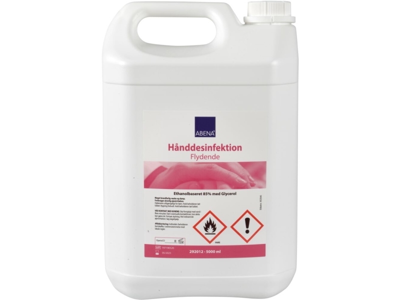 Hånddesinfektion, ABENA 85% ethanol, dunk uden pumpe, 5 ltr.