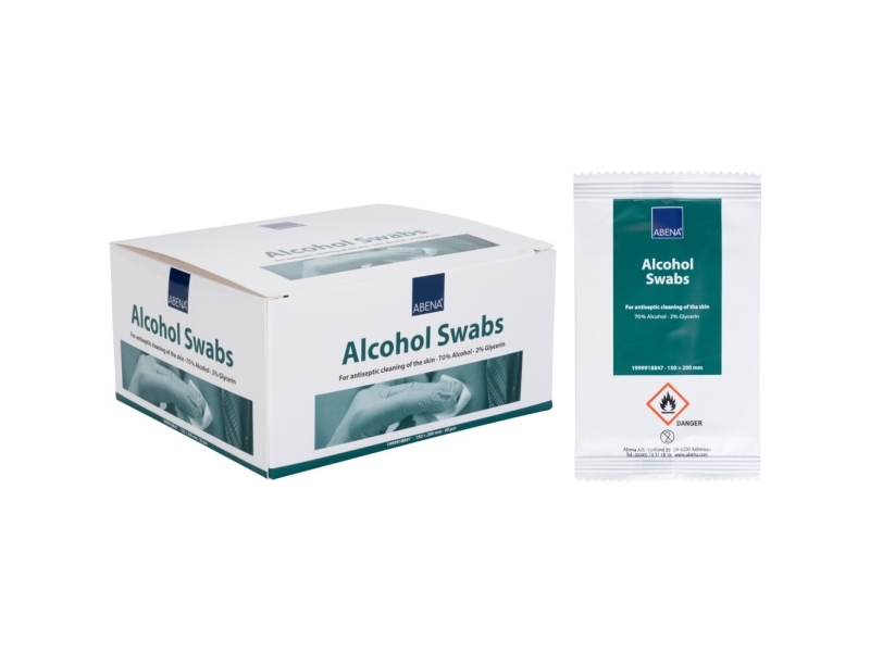 Alkoholserviet, ABENA, 20x15cm, 70% ethanol, 2% glycerin, enkeltpakket, 50 stk.