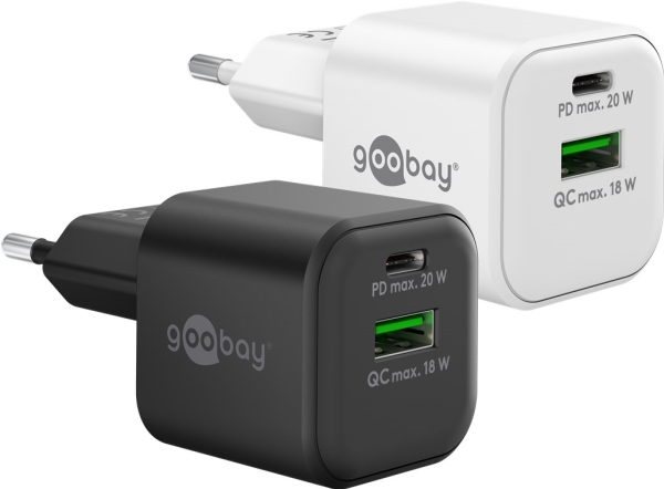 20 W Usb-C Pd Gan Dobbelt Hurtigoplader Sort