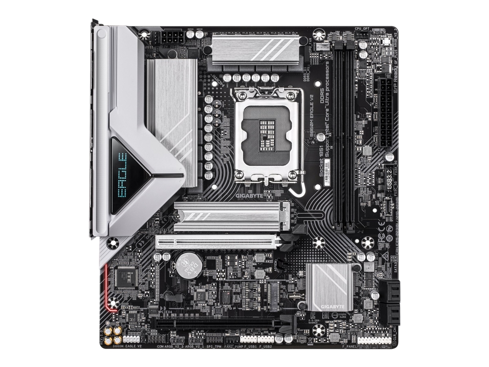 Gigabyte B860M EAGLE V2 - Moderkort - micro ATX - LGA1851-uttag - B860 Chipuppsättning - USB 3.2 Gen 1, USB-C 3.2 Gen 1 - 2.5 Gigabit LAN - inbyggda grafiken (CPU krävs) - HD-ljud (8 kanaler) | Datorkomponenter - Moderkort - Alla Moderkort | GameStuff