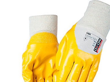 OX-ON bomullshandske storlek 10 - NBR Comfort 8304, halvt doppad med gul NBR-nitrilgummibeläggning - (12 par) | Kläder & Säkerhet - Handskar - Arbetshandskar | GameStuff