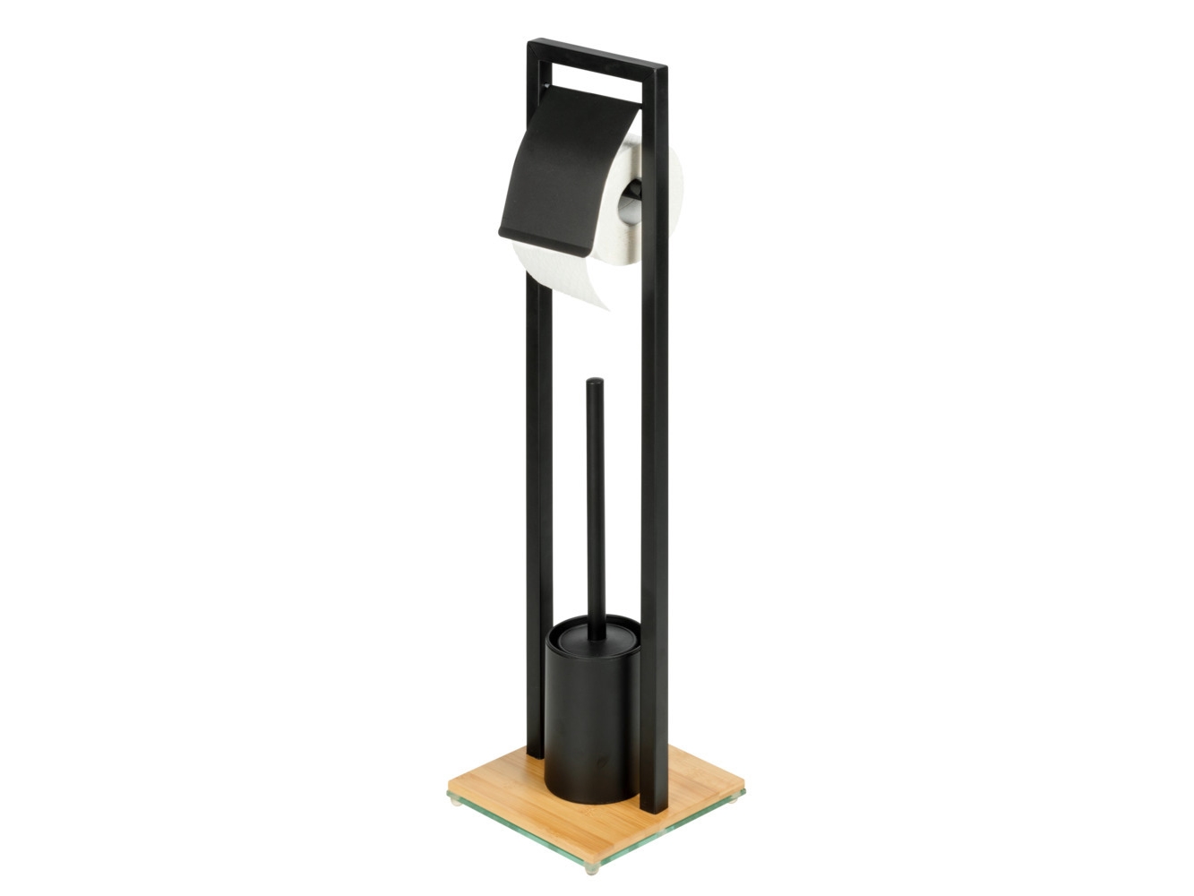 Wenko 24751100, Wc-Bürste & Halter, Bambus, Schwarz, Bambus, Glas, Stahl, Edelstahl, 180 Mm, 180 Mm