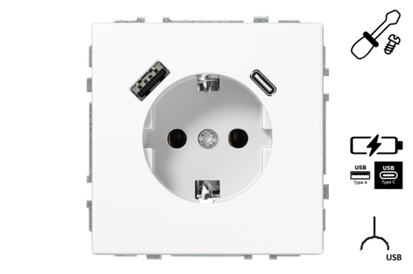 Electric Socket Liregus, With Grounding, White Matte