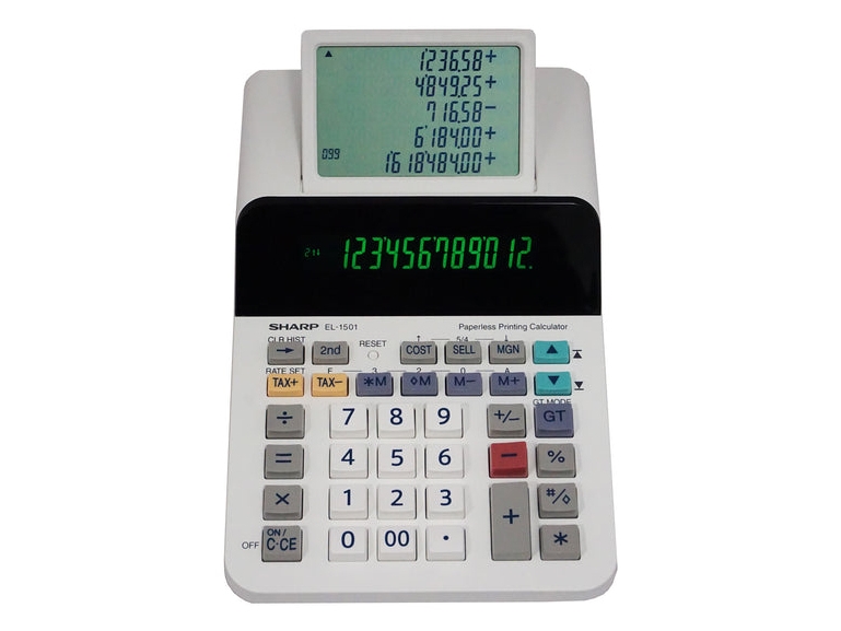 Sharp EL-1501, Skrivbord, Utskrift, 12 siffror, 5 linjer, Batteri, Multifärg, Vit | Kontorsmaskiner - Räknare - Kalkylatorer | GameStuff