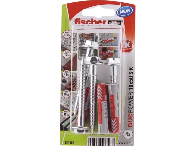 Fischer DUOPOWER 10 x 50 S, Rund, Metal, Plast, 5 cm, 5 cm, 1 cm, 7 cm