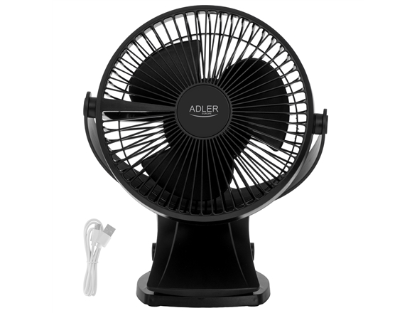Ventiliatorius Adler Uppladdningsbar bordsfläkt med clips AD 7342 Bordsfläkt Juodas Diameter 15,5 cm Greičių skaičius 3 Oscillation 5 W | Ventilation & Klimat - Ventilation - Bords fläkt | GameStuff
