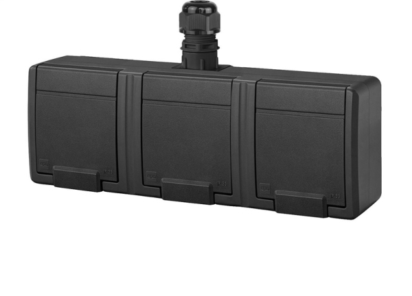 Elektroplast Socket 5046-67 3Place Ip65 Aquant Black
