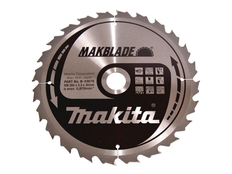 Makita B-33679 T.C.T. Pjūklas 260X2.3X30mm 20° T24 Makblade