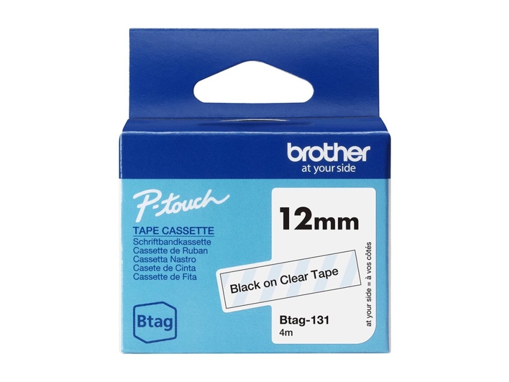 Brother Schwarz Etikettenband Für Btag-131 12 Mm X 4 M Auf Transparent - Image 6