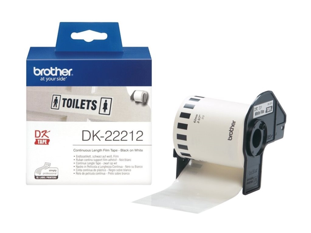 Brother Dk-22212 - Permanent Klæbemiddel - Hvid - Rulle (6,2 Cm X 15,2 M) Tape - For Brother Ql-1050, Ql-500, Ql-550, Ql-560, Ql-570, Ql-600, Ql-650,