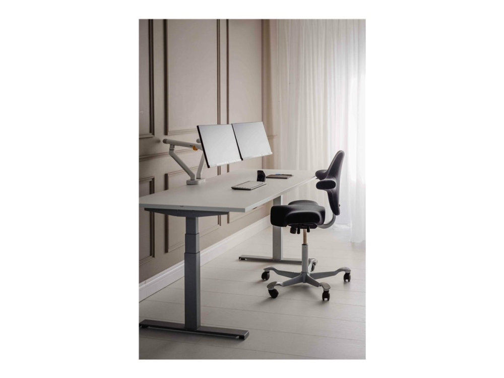 Bakkerelkhuizen Flexible Dual - Montagesatz - Verstellbare Doppelarme Mit Mechanischer Feder - Für 2 Bildschirme - Aluminium, Stahl, Abs-Kunststoff,