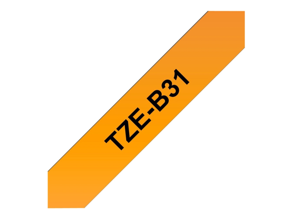 Brother Tze-B31 - Sort På Fluorescerende Orange - Rulle (1,2 Cm X 5 M) 1 Kassette Lamineret Bånd - For Brother Pt-D210, D600, H110 P-Touch Pt-100