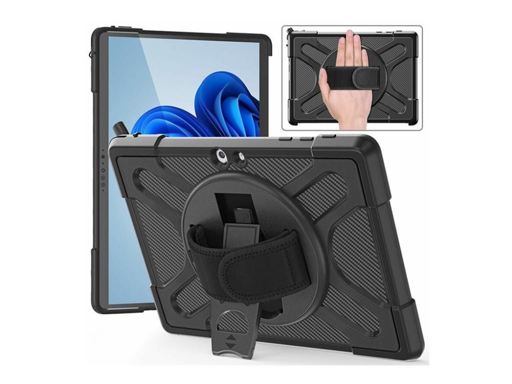 Estuff Atlanta - Bagsidecover Til Tablet - Grov - Termoplastisk Polyuretan (Tpu), Polykarbonat - Sort - For Microsoft Surface Go, Go 2, Go 3, Go 4 Fo