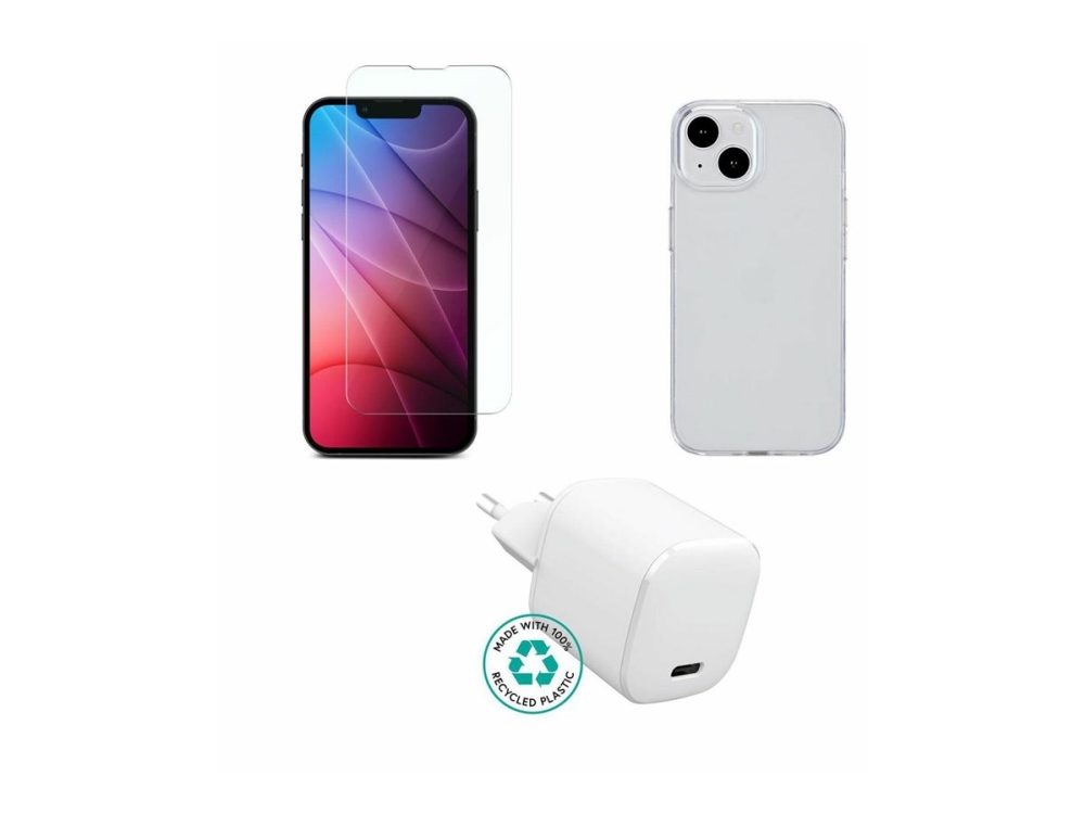 Estuff - Tilbehørssæt For Mobiltelefon - Charger, Cover, Glass - For Apple Iphone 14