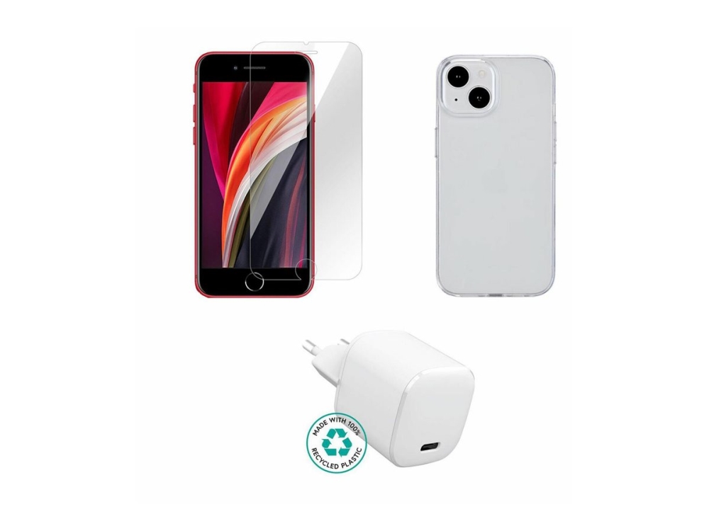 Estuff - Tilbehørssæt For Mobiltelefon - Charger, Cover, Glass - For Apple Iphone Se (3Rd Generation)