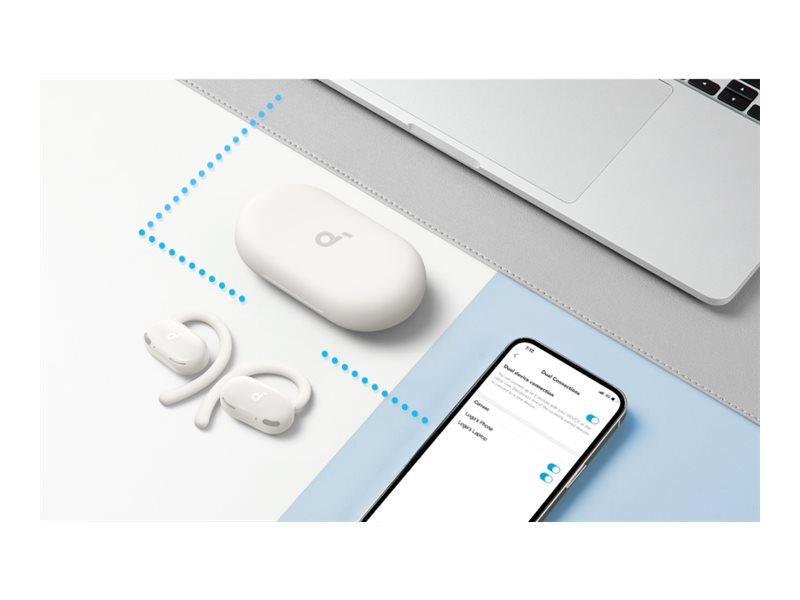 Soundcore V20i - Ægte trådløse øretelefoner med mik. - åbent øre - over øret-montering - Bluetooth - hvid