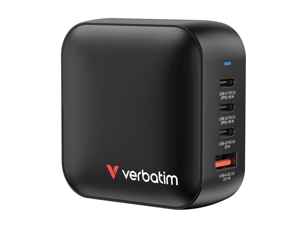 Verbatim GaN Laddare 70W, inomhus, AC, Svart