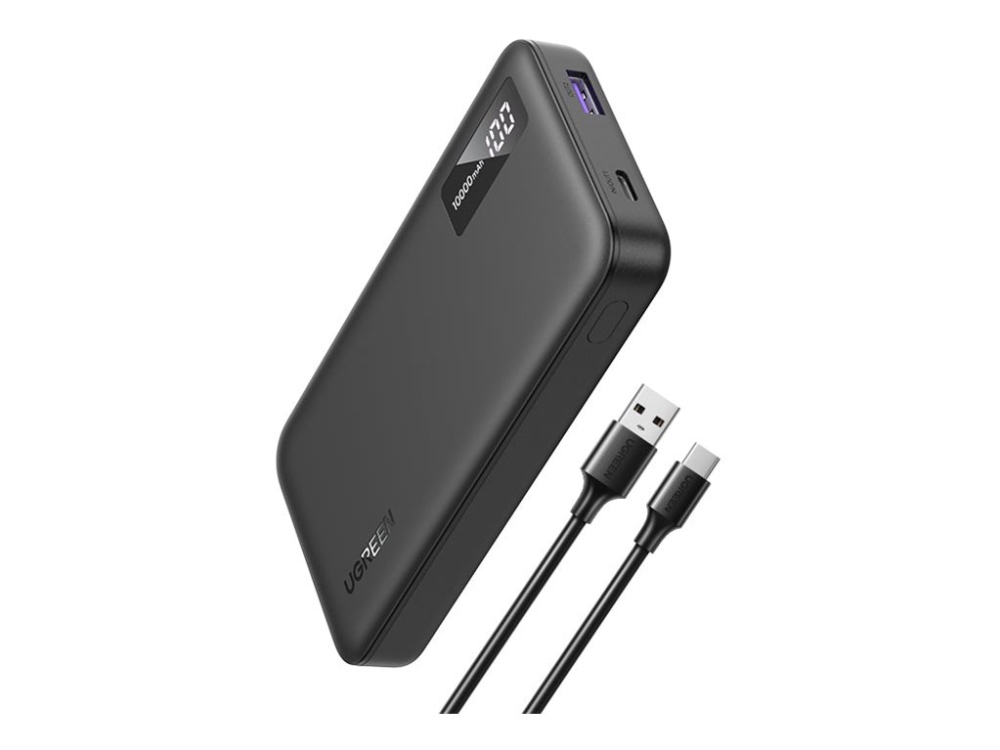 Ugreen - Powerbank - 10000 Mah - 20 Watt - 3 A - Pd 3.0, Fast Charge, Qc 3.0 - 2 Output-Stikforbindelser (Usb, Usb-C)