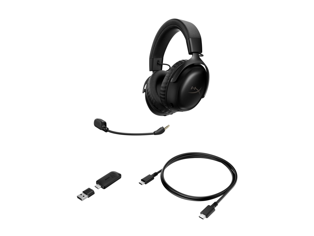 HyperX Cloud III S - Headset - fullstorlek - 2,4 GHz - trådlös - svart