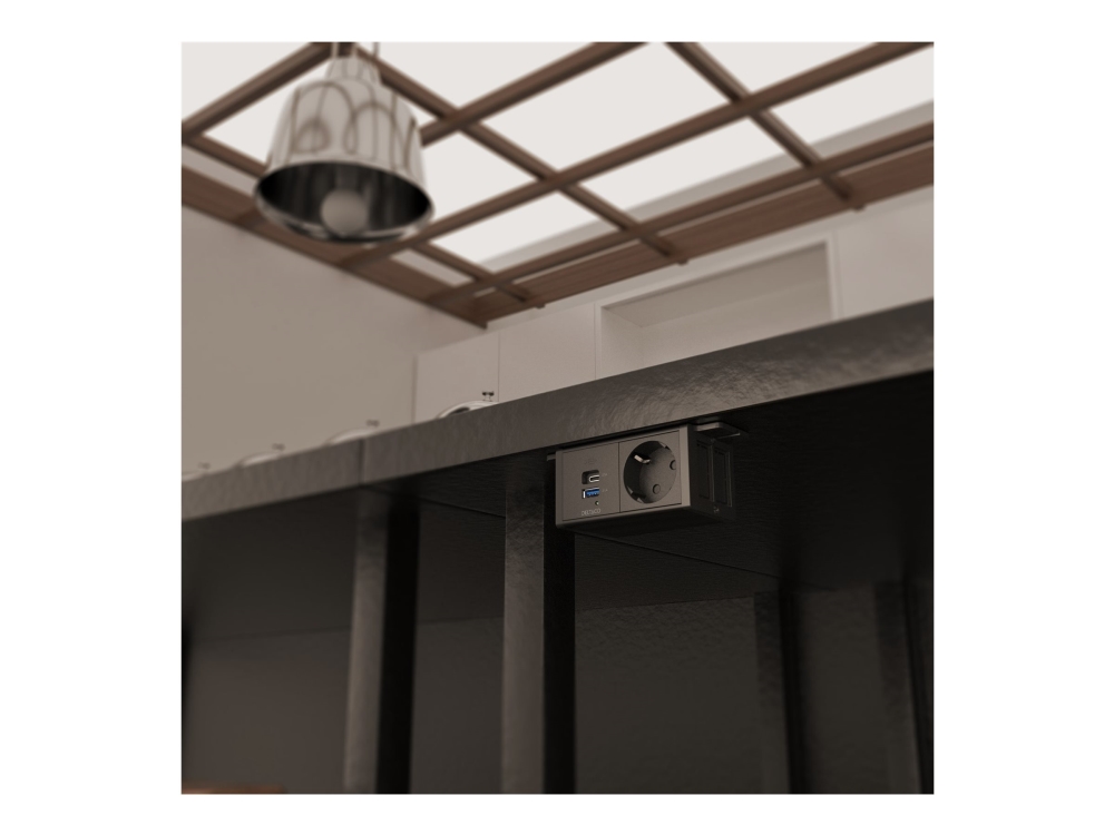 Deltaco Office - Stikdåse (Surface Mountable) - Under-Desk, Outlet Angled, 1X21w A+C Usb Charger - Ac 100-240 V - Input: Gst18 - Output-Stikforbindel