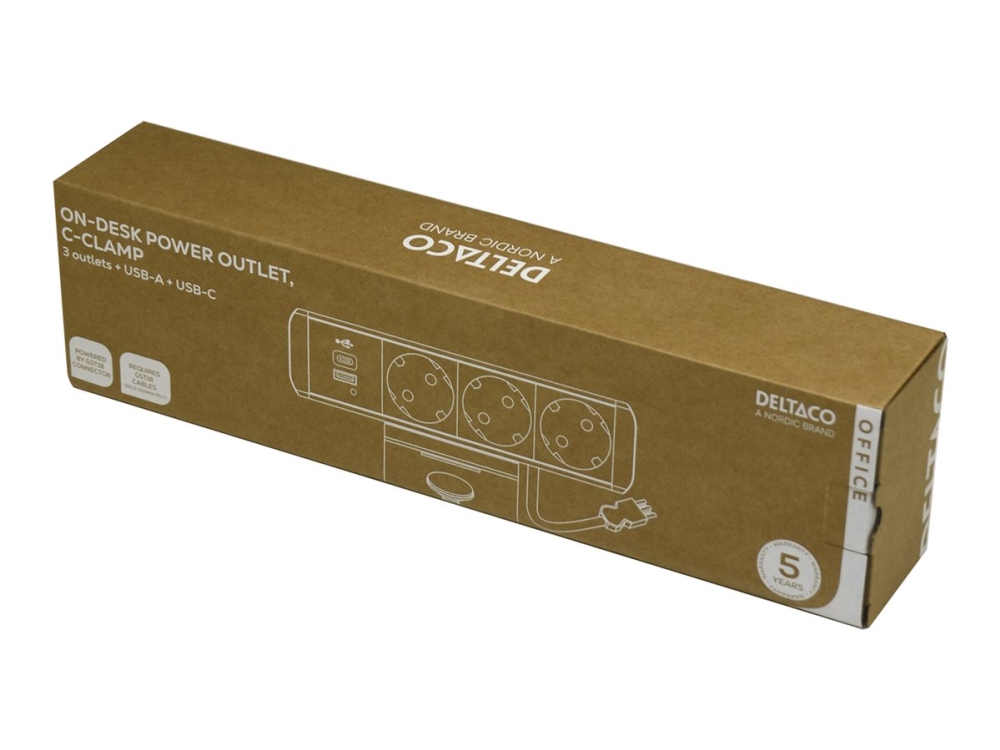 Deltaco Office - Stikdåse - På Skrivebordet, 1X21w A+C Usb Oplader, Gts18 Kabelconnector - Ac 100-240 V - Input: Gst18 - Output-Stikforbindelser: 3 (