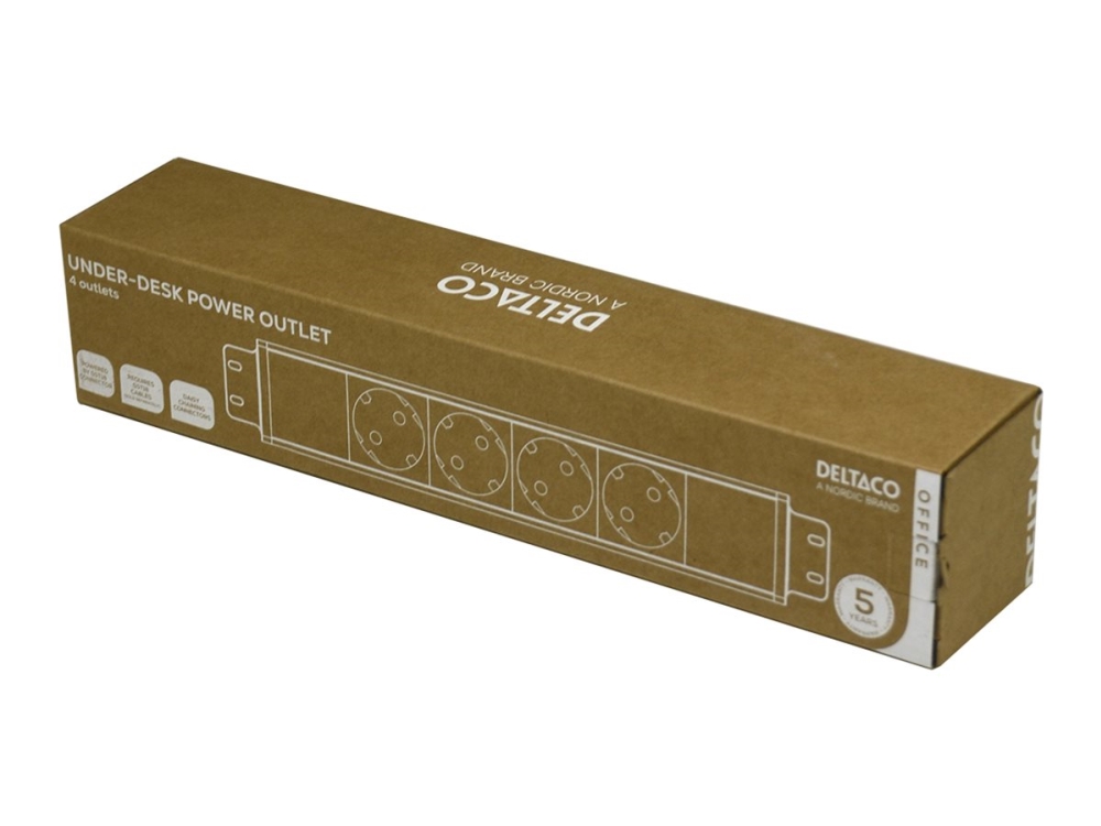 Deltaco Office - Stikdåse (Surface Mountable) - Under-Bord, Gst18 Ende-Kappe Forbindelse - Ac 100-240 V - Input: Gst18 - Output-Stikforbindelser: 7 (