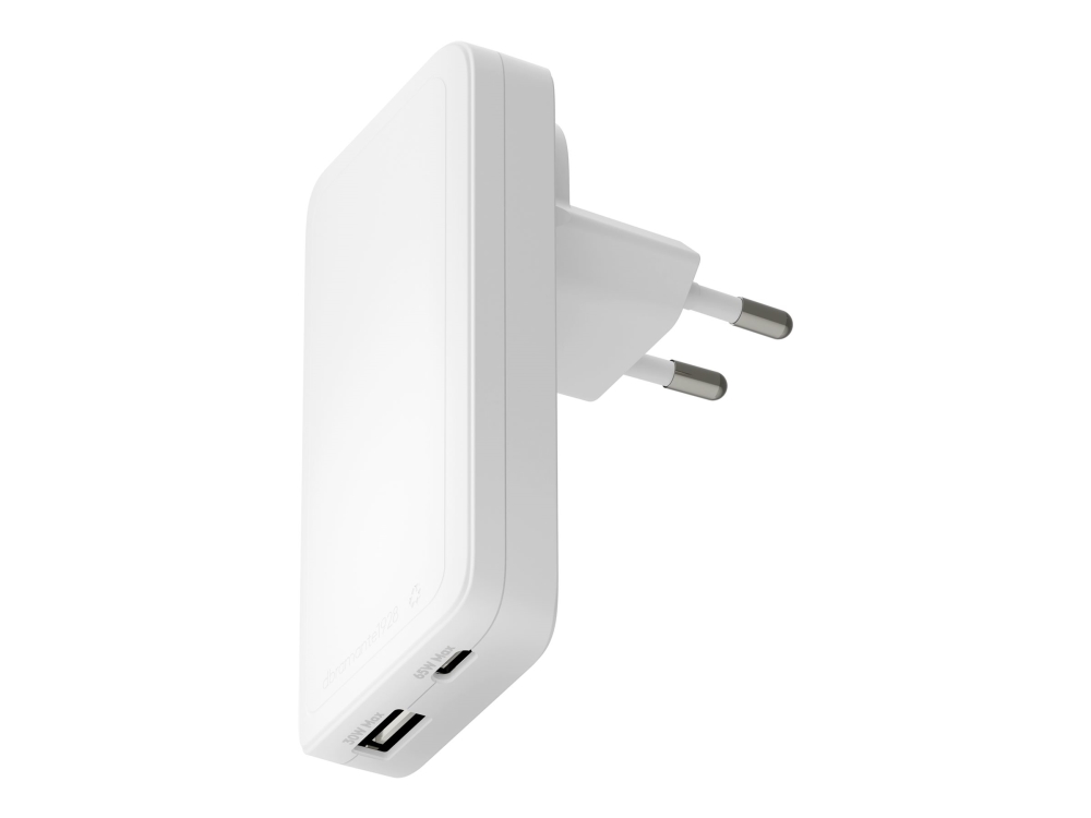 dbramante1928 re-charge Pro - Strömadapter - smal - 65 Watt - 2 utdatakontakter (24 pin USB-C, USB) - vit | Tele & GPS - Batteri & Laddare - Laddare | GameStuff