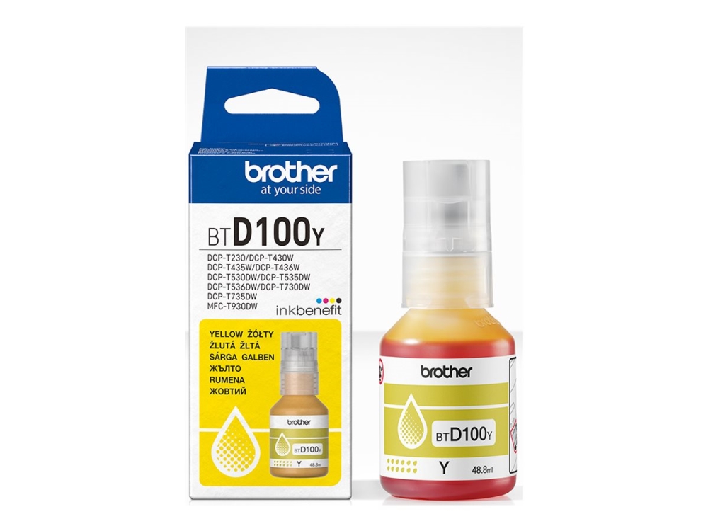 Brother Btd100y, Original, Gelb, Brother, Mfc-T930dw, Dcp-T830dw, Dcp-T730dw, Dcp-T530dw, Dcp-T430w, Dcp-T230, 5000 Seiten, 48,8 Ml